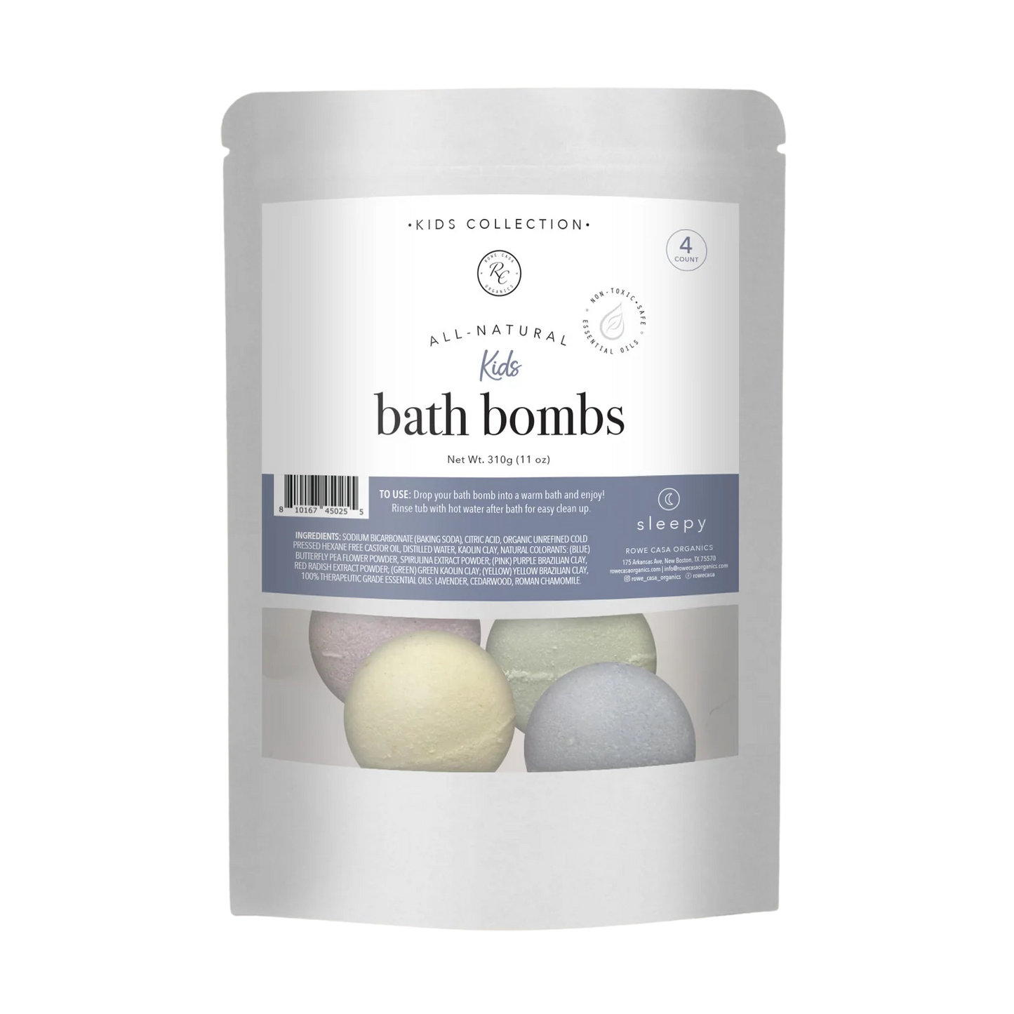 Bath Bombs For Kids, Sleepy, 4 count