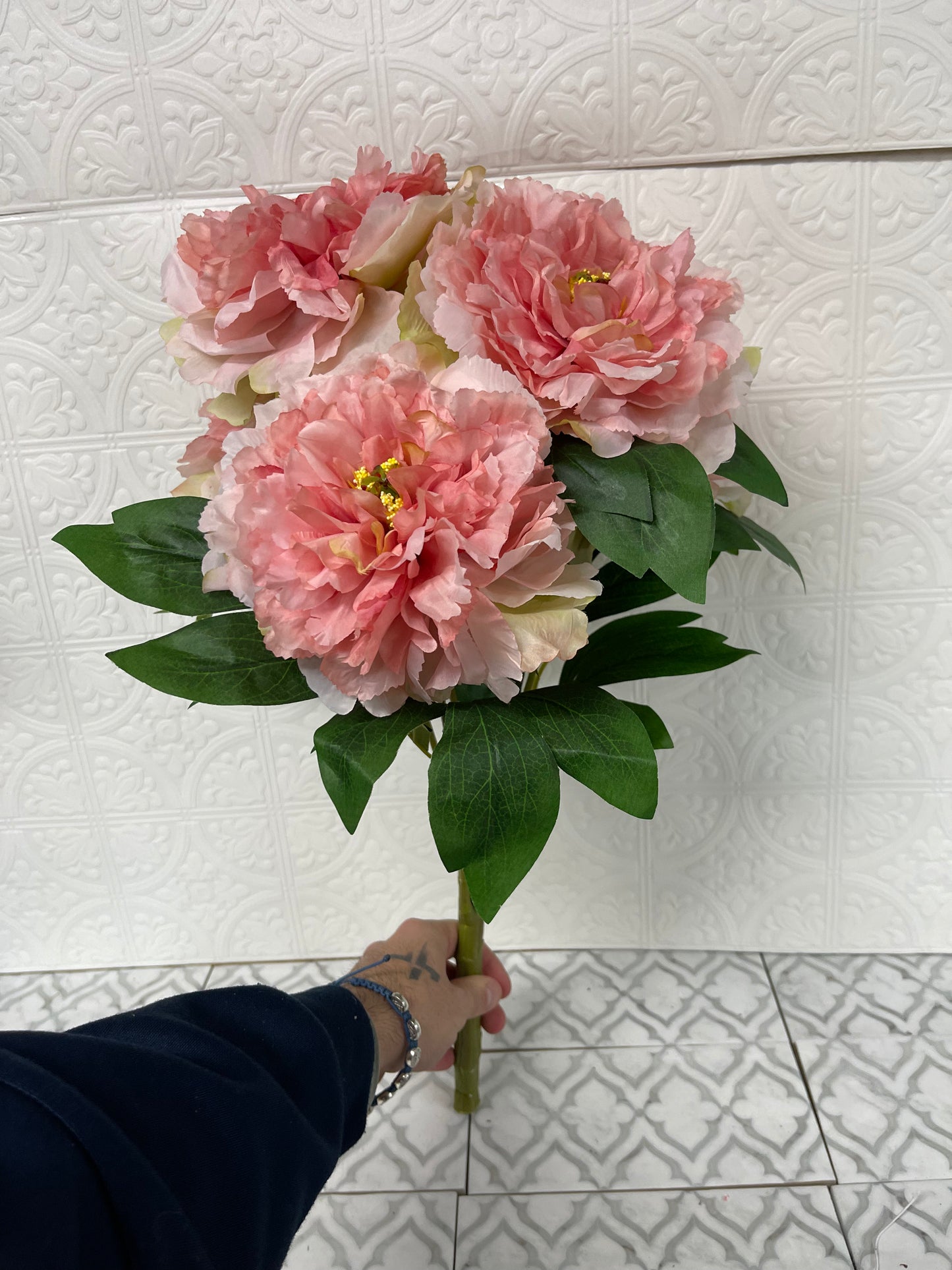 Pink peony, five head bush 
