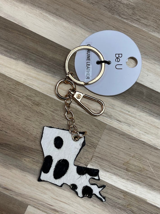 Louisiana Cow hide Key chain.