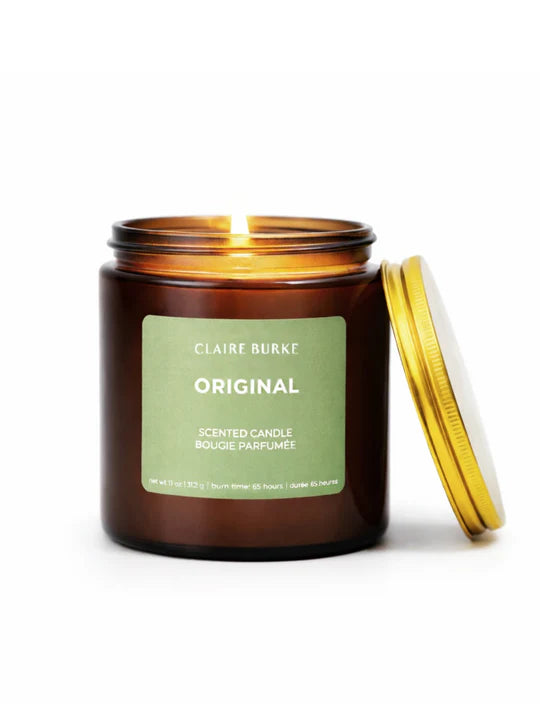 Claire Burke Original Glass Candle – 13 oz Amber Jar