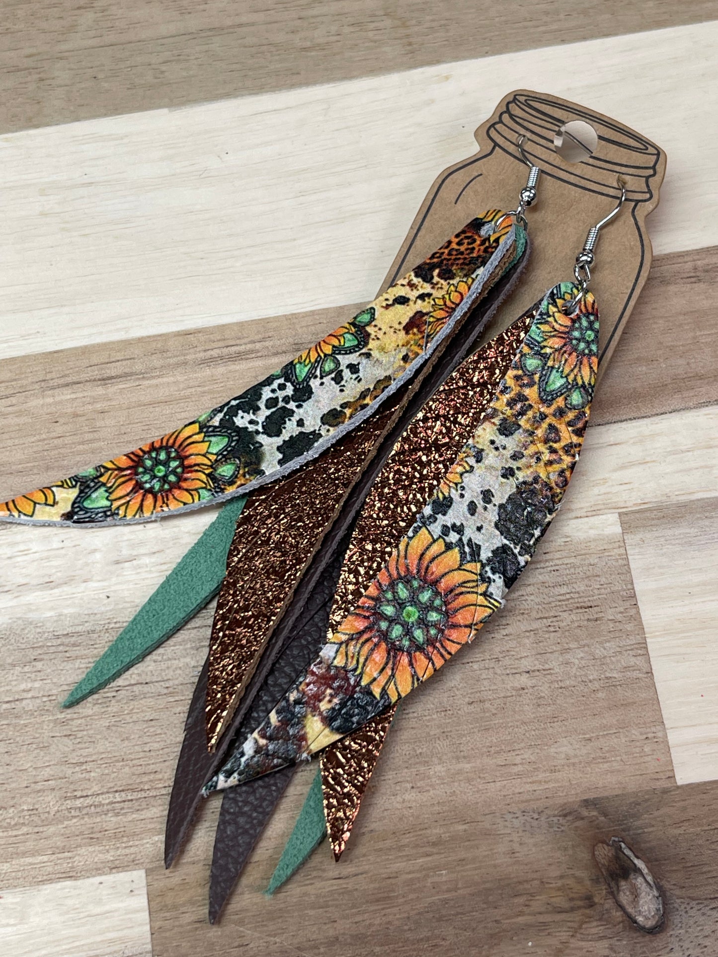 Feather Leather Earings