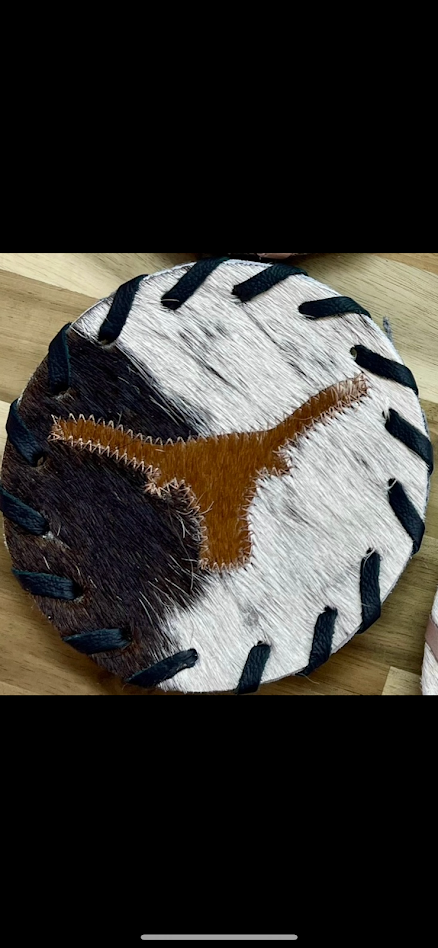 Cow Hide Coasters.