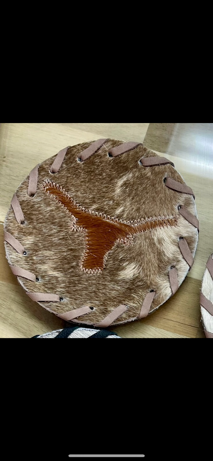Cow Hide Coasters.