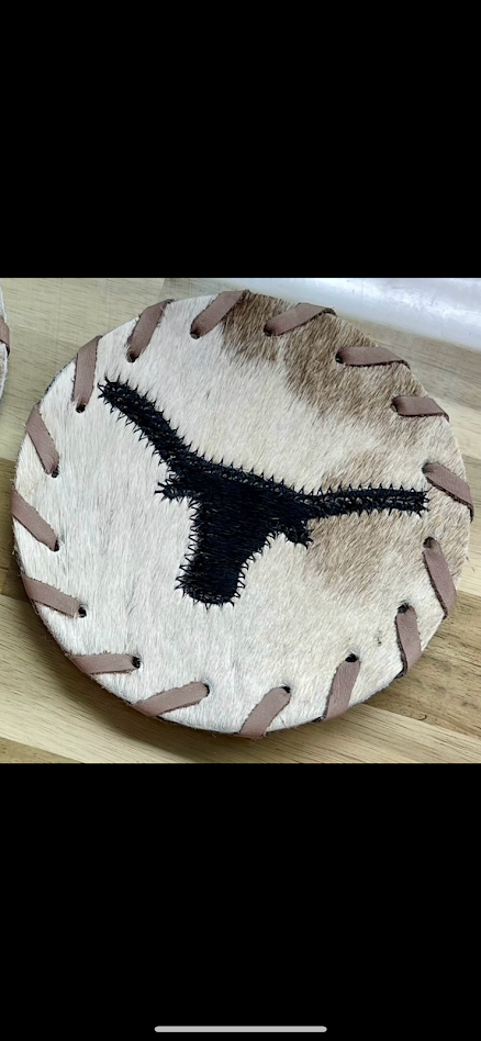 Cow Hide Coasters.