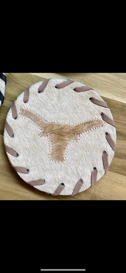 Cow Hide Coasters.