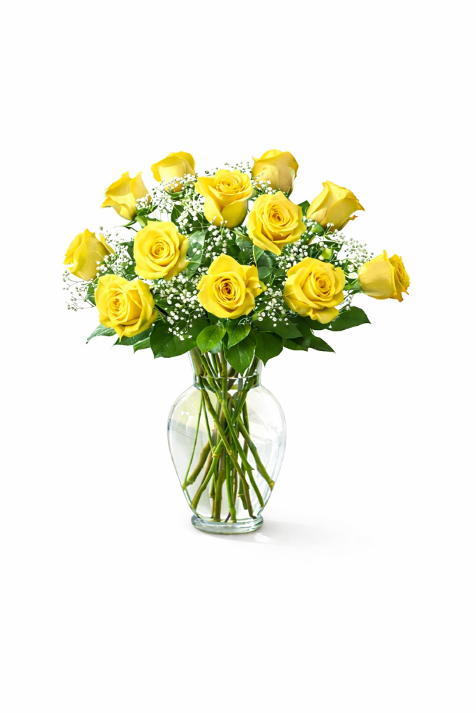 Elegant Rose Bouquet – Available in Red, Pink, White, Yellow Or Assorted Roses