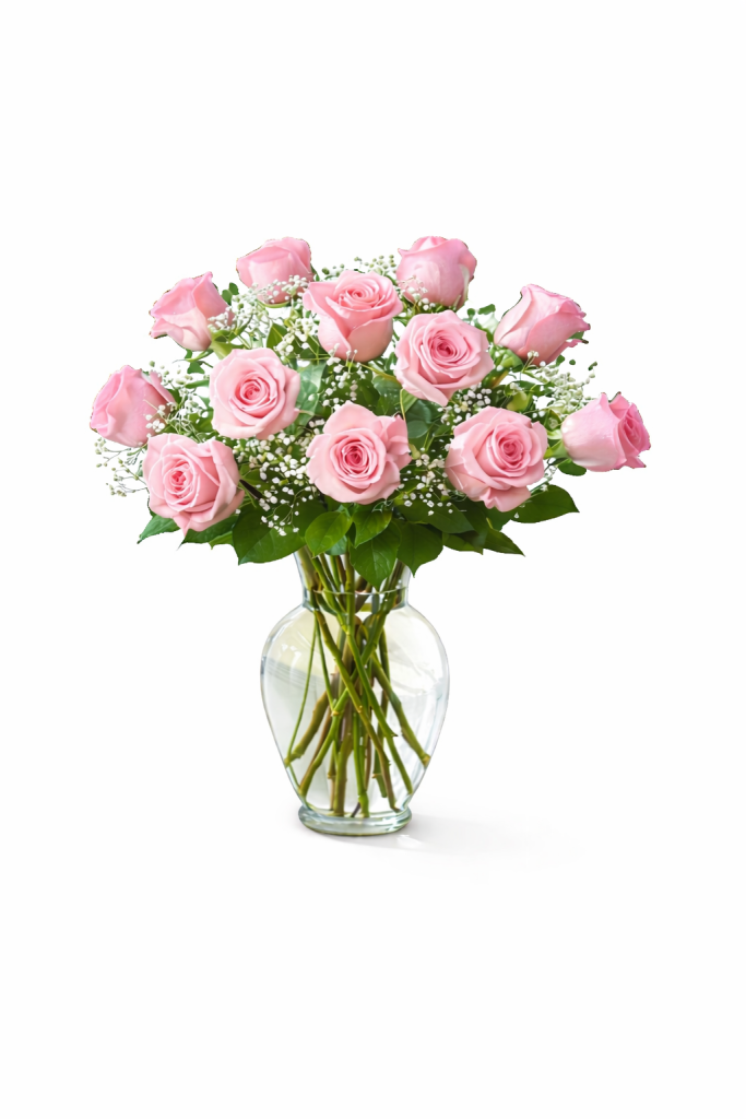 Elegant Rose Bouquet – Available in Red, Pink, White, Yellow Or Assorted Roses