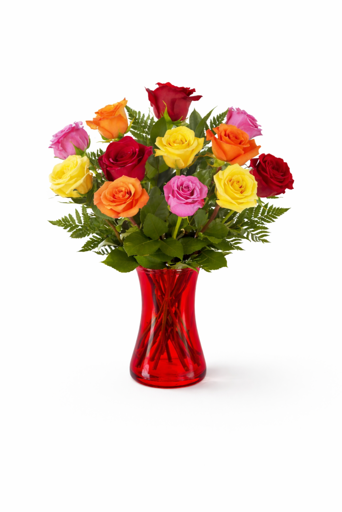 Elegant Rose Bouquet – Available in Red, Pink, White, Yellow Or Assorted Roses